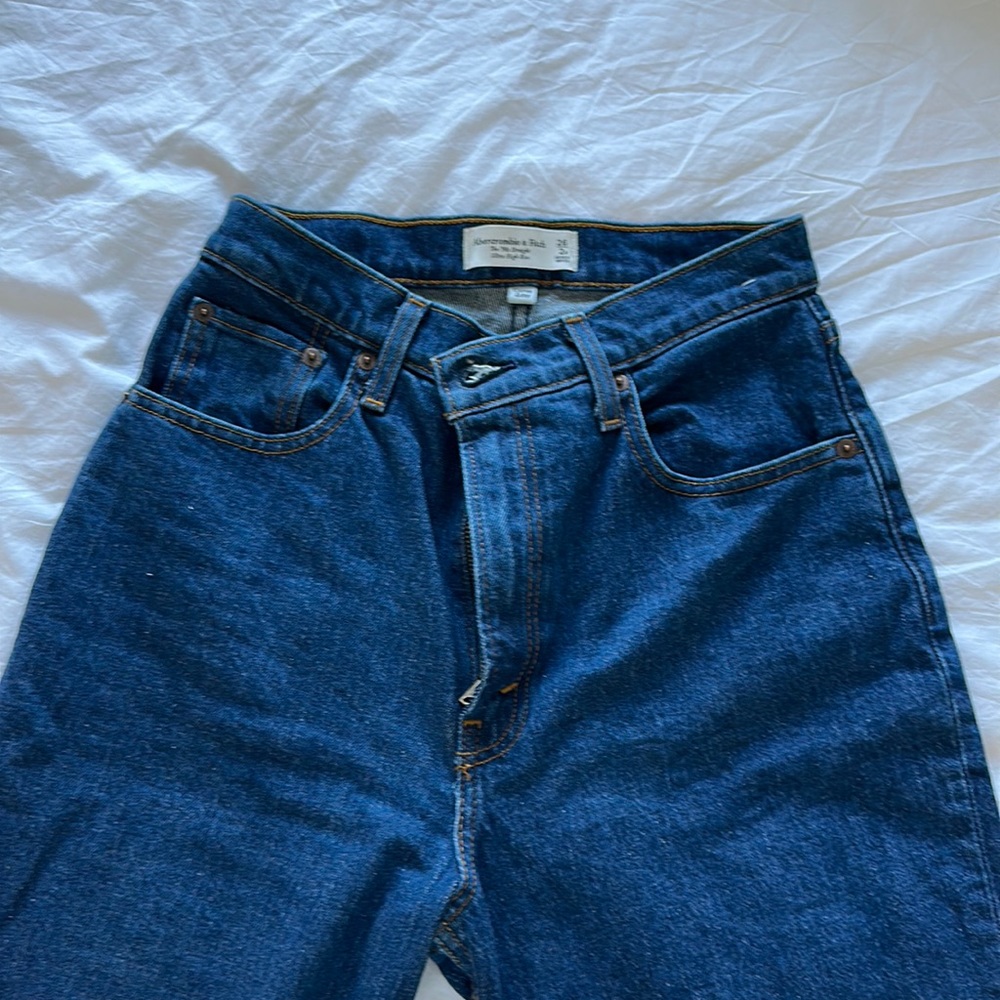 Abercrombie and Fitch curve love 90s straight ultra high ride dark jean